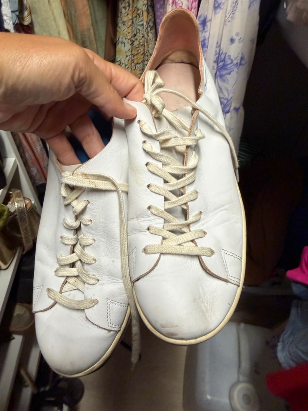 ADIDAS White Leather Lace-Up Sneakers size 10